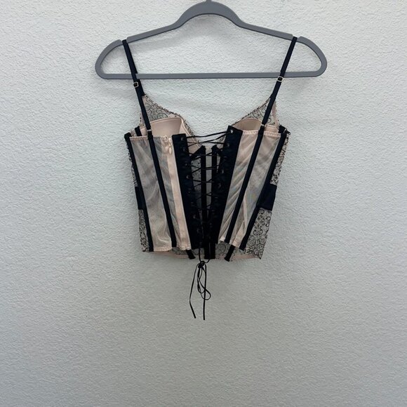 Victorias Secret Lace Corset Bustier Sexy Mesh Embroidered Lingerie Womens 32C - Picture 6 of 6